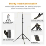 K&F Concept Light Stand for Photography, 7.5ft/2.3M Portable Extendable Photo Video Tripod Stand, Lighting Tripod with 1/4″ Screw for Lighting/Strobe Light/Webcams/Cameras/Softbox, with Storage Bag (KF34.042) - Image 3