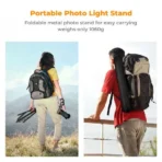 K&F Concept Light Stand for Photography, 7.5ft/2.3M Portable Extendable Photo Video Tripod Stand, Lighting Tripod with 1/4″ Screw for Lighting/Strobe Light/Webcams/Cameras/Softbox, with Storage Bag (KF34.042) - Image 7