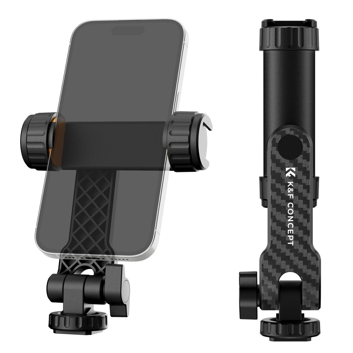 KF31.084-1-1200x1200 K&F Concept Cell Phone Holder Clamp With Two Cold Shoe Mount 360° Adjustment (KF31.084) - Image 1