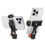 K&F Concept Metal Phone Tripod Mount,Universal Smartphone Stand with 2 Cold Shoe Mount, Adjustable Cellphone Holder for Horizontal and Vertical Shooting (KF31.094)