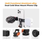 K&F Concept Metal Phone Tripod Mount,Universal Smartphone Stand with 2 Cold Shoe Mount, Adjustable Cellphone Holder for Horizontal and Vertical Shooting (KF31.094) - Image 2