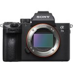 Sony a7 III mirrorless camera body front view with sensor visible.
