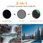 K&F Concept Nano-X Series 2-in-1 Variable ND & CPL Filter 82mm, 2 to 6-Stop (KF01.1918) - Image 2