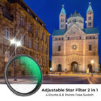 K&F Concept Nano-C Series 4 to 8-Point Variable Star Filter 82mm (KF01.2334) - Image 2