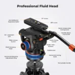 K&F Concept Professional Video Tripod with Fluid Head VA3+BV20 (KF09.148V1) - Image 2