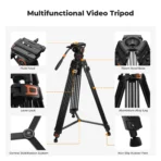 K&F Concept Professional Video Tripod with Fluid Head VA3+BV10 (KF09.147V1) - Image 6