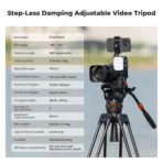 K&F Concept Professional Video Tripod with Fluid Head VA3+BV10 (KF09.147V1) - Image 7