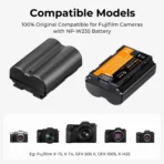 K&F Concept 2200mAh NP-W235 Battery and Charger for Fujifilm X-T5, X-S20, X-H2, X-H2S, GFX 100S, GFX 50S II, X-T4, 2 Pack Battery (KF28.0018) - Image 4