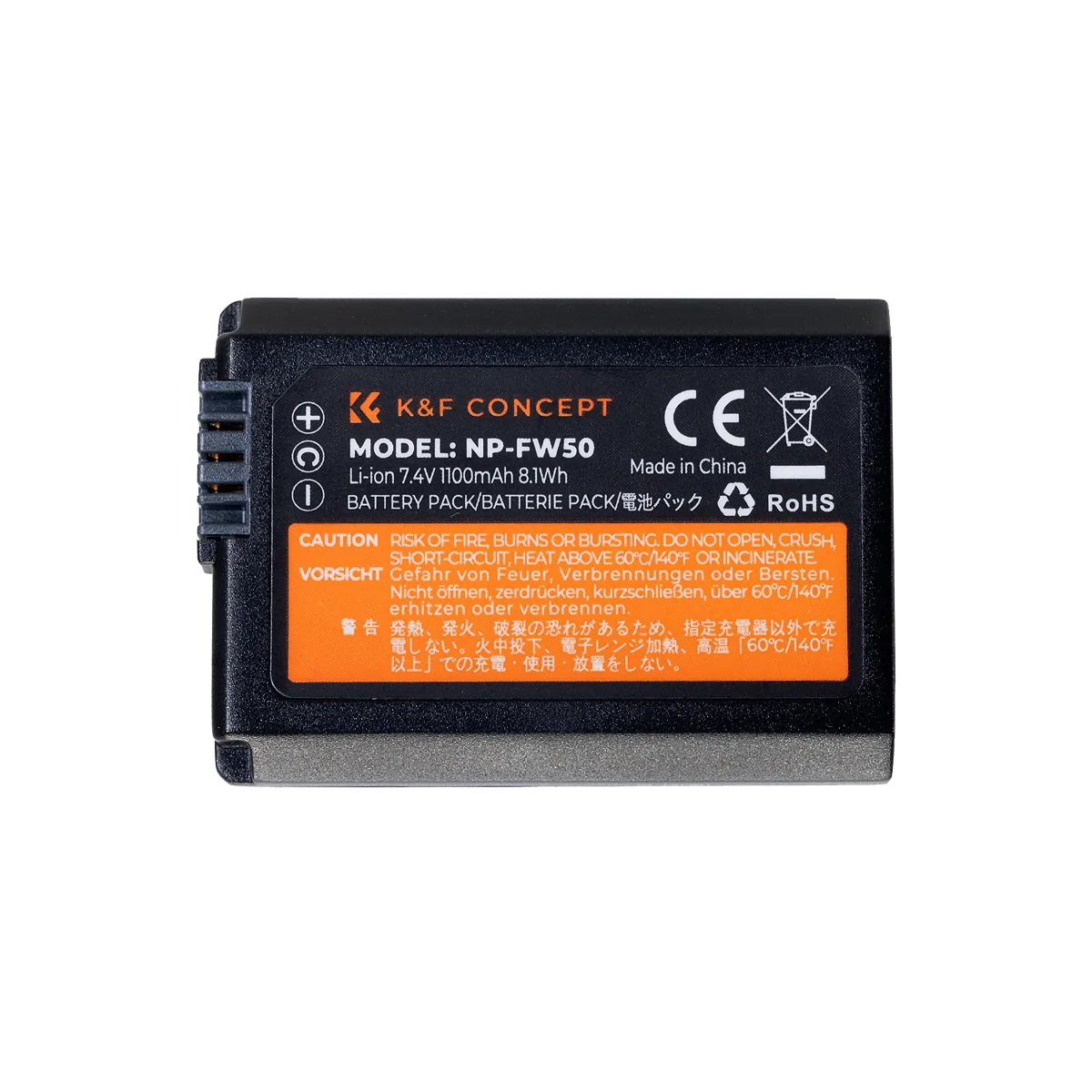 kf-sony-fw-50-replacement-battery-back-view.png K&F Concept FW-50 Camera Battery for Sony Cameras (KF28.0015V3) - Image 1