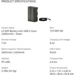 Tilta LP-E6P USB-C Battery (2400mAh, Green) TLP-E6P-GN - Image 6