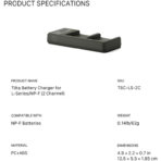 Tilta 2-Bay NP-F/L-Series Battery Charger