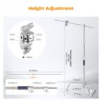 K&F Concept 3.3m 100% Stainless Steel Heavy Duty C Stand with Boom Arm, Stand with 126cm Holding Arm, 2 Sandbags for Studio Monolight, Softbox, Reflector (KF34.037) - Image 2