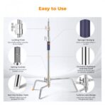 K&F Concept 3.3m 100% Stainless Steel Heavy Duty C Stand with Boom Arm, Stand with 126cm Holding Arm, 2 Sandbags for Studio Monolight, Softbox, Reflector (KF34.037) - Image 6