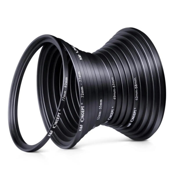 K&F Concept 18-Piece Lens Filter Adapter Kit – 9 Step-Up & 9 Step-Down Metal Rings (SKU0629)
