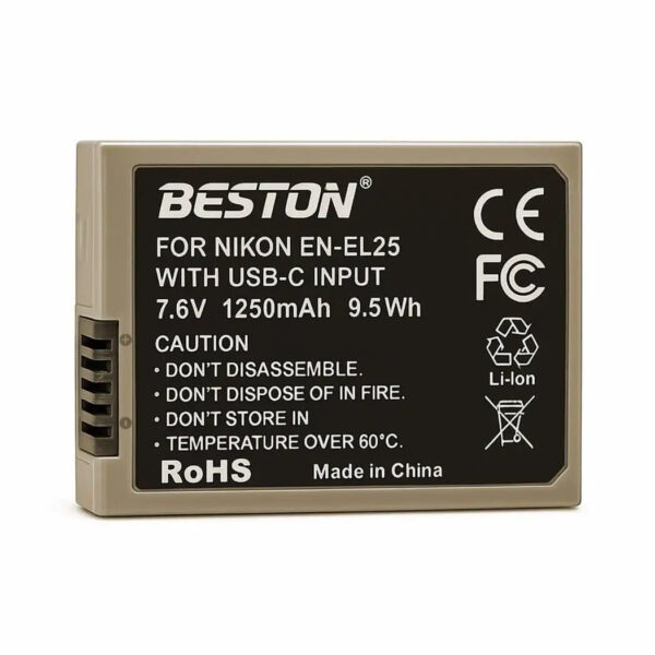 Beston EN-EL25C Battery for Nikon Cameras [USB C/Rechargeable]