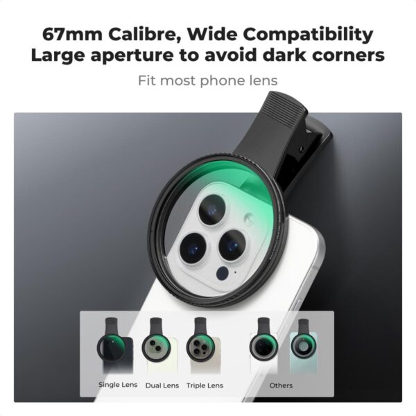 K&F Concept 67mm Phone Clip with 2-in-1 CPL & Black Mist 1/4 Filter (KF01.2900V2)