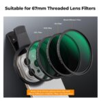 K&F Concept 67mm Phone Clip with 2-in-1 CPL & Black Mist 1/4 Filter (KF01.2900V2)