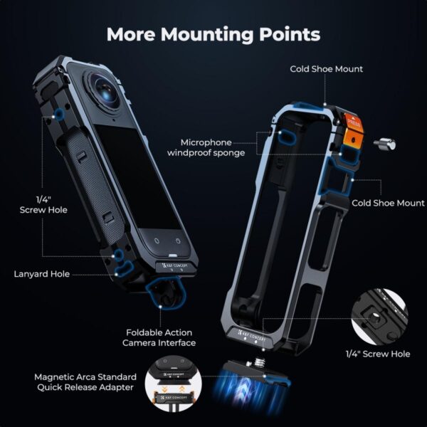 K&F Concept Aluminium Camera Cage for Insta360 X5 (KF31.182)