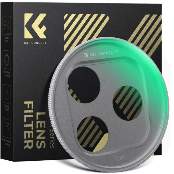 K&F Concept CPL Polarizing Snap-On Filter for iPhone 17 Pro / 17 Pro Max (Silver) (KF15.0053)