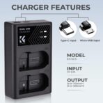 K&F Concept EN-EL15 Dual-Channel LED Battery Charger with USB-C Cable (KF28.0006)