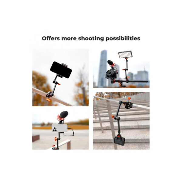K&F Concept 11" Magic Arm with Super Clamp, Articulating Friction Arm Kit with 1/4" & 3/8" Screw & Cold Shoe Mount (KF31.132)