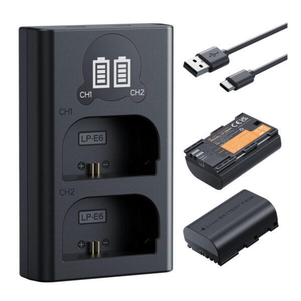 K&F Concept 2250mAh LP-E6NH Battery & Charger Set for Canon Cameras (KF28.0098)