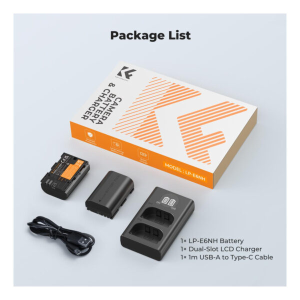 K&F Concept 2250mAh LP-E6NH Battery & Charger Set for Canon Cameras (KF28.0098)