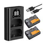 K&F Concept 2400mAh LP-E6P 2-Pack Battery and Dual Slot USB Charger Compatible with Canon EOS R5 Mark II, R5, R6 Mark II, R6, R7 Camera (KF28.0093)