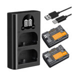 K&F Concept 2400mAh LP-E6P 2-Pack Battery and Dual Slot USB Charger Compatible with Canon EOS R5 Mark II, R5, R6 Mark II, R6, R7 Camera (KF28.0093)