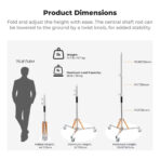 K&F Concept 3.2m Heavy Duty Light Stand with Wheels Stainless Steel (KF34.054)