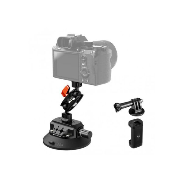 K&F Concept 4.5" Suction Cup Camera Mount with Double Ball Head Magic Arm, Phone Clamp & GoPro Adapter (KF31.100)