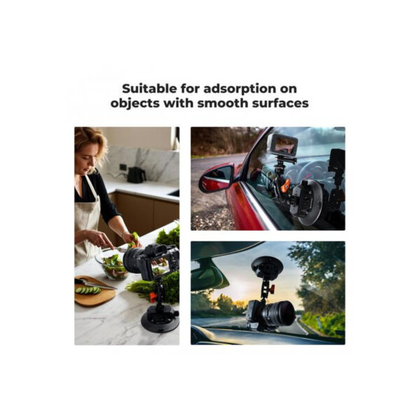 K&F Concept 4.5" Suction Cup Camera Mount with Double Ball Head Magic Arm, Phone Clamp & GoPro Adapter (KF31.100)