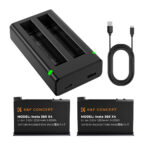 K&F Concept Insta 360 X4 Battery and Charger, 2-Pack 2350mAh X4 Battery and Dual LED Fast Battery Charger for Insta 360 X4 Accessories (KF28.0050)