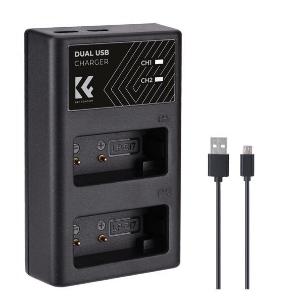 K&F Concept LP-E17 Battery Charger, Dual Slot Quick Charger for Canon EOS RP, Rebel T8i, T7i, T6i, T6s, SL2, SL3, EOS M3, M5, M6 Mark II, 77D, 200D, 750D, 760D, 800D, 8000D Camera (KF28.0008)
