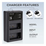 K&F Concept LP-E17 Battery Charger, Dual Slot Quick Charger for Canon EOS RP, Rebel T8i, T7i, T6i, T6s, SL2, SL3, EOS M3, M5, M6 Mark II, 77D, 200D, 750D, 760D, 800D, 8000D Camera (KF28.0008)