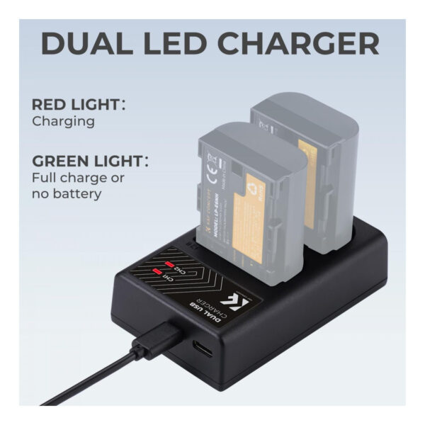 K&F Concept LP-E6/LP-E6N/LP-E6NH Battery Charger, Dual Slot Quick Charger for Canon EOS R5, EOS R6, EOS R, EOS 5D Mark IV, 5D Mark III, 5DS, 5DS R, 5D Mark II, 6D Camera (KF28.0007)