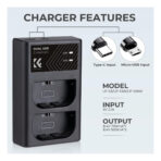 K&F Concept LP-E6/LP-E6N/LP-E6NH Battery Charger, Dual Slot Quick Charger for Canon EOS R5, EOS R6, EOS R, EOS 5D Mark IV, 5D Mark III, 5DS, 5DS R, 5D Mark II, 6D Camera (KF28.0007)