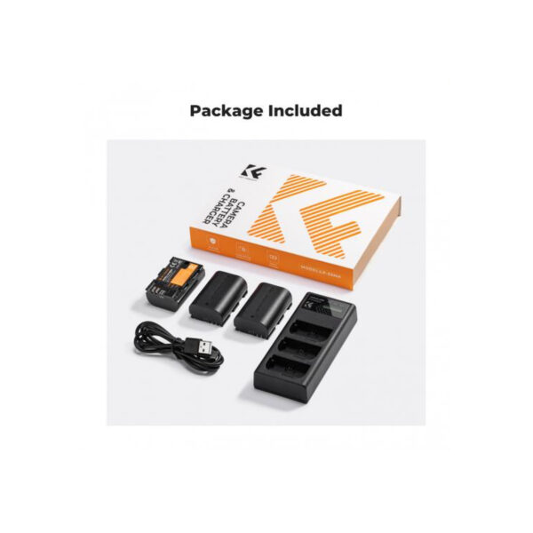 K&F Concept LP-E6/LP-E6NH Battery 3-Pack with 3-Slot Charger (KF28.0039)