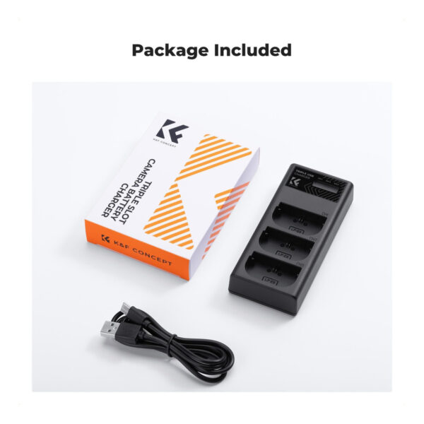 K&F Concept LP-E6NH Triple Slot Battery Charger LCD Canon EOS (KF28.0062)