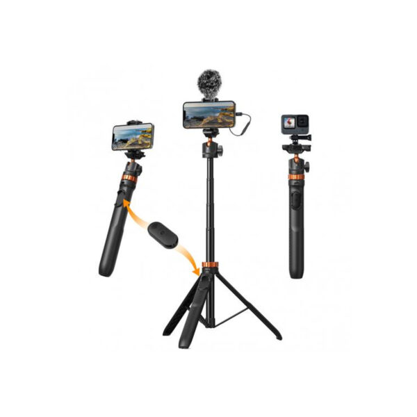 K&F Concept MS08 62” Tripod Phone Selfie Stick with Bluetooth Remote + GoPro Adapter (KF09.127)