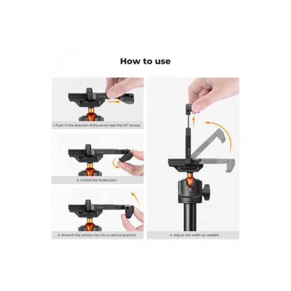 K&F Concept MS08 62” Tripod Phone Selfie Stick with Bluetooth Remote + GoPro Adapter (KF09.127)