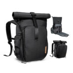 K&F Concept Nature Wander11 20L Camera Backpack - Black, Waterproof Travel Photography Bag with 15.6" Laptop Sleeve, Tripod Holder & Expandable Storage (KF13.173)