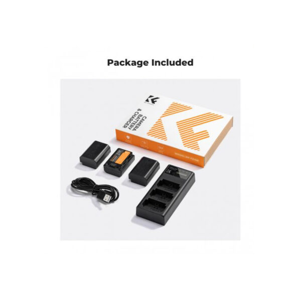 K&F Concept NP-FZ100 Battery 3-Pack with 3-Slot Charger (KF28.0038)