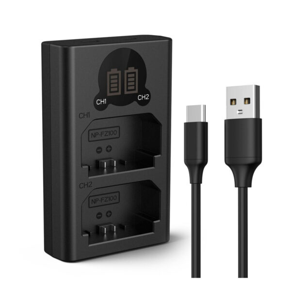 K&F Concept NP-FZ100 Battery Charger with LCD for Sony Alpha Cameras (KF28.0010V1)