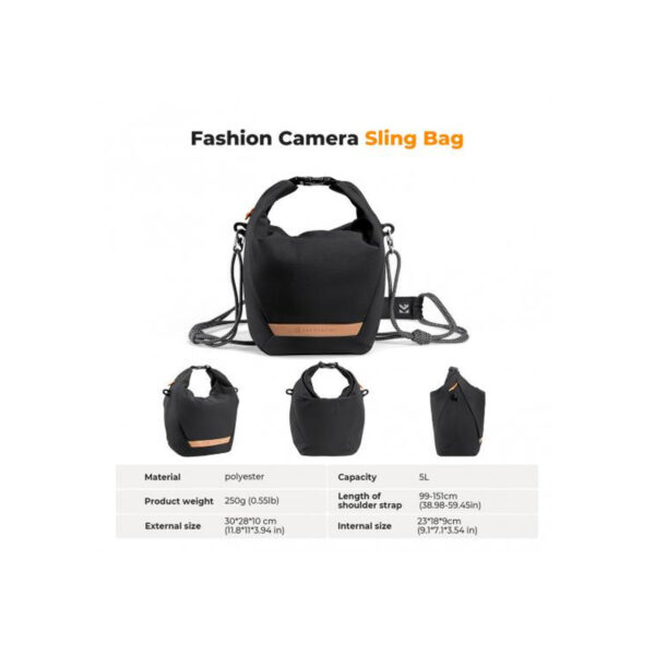 K&F Concept Small Camera Sling Bag Lightweight Crossbody & Inner Liner Camera Bag Black (KF13.168V2)
