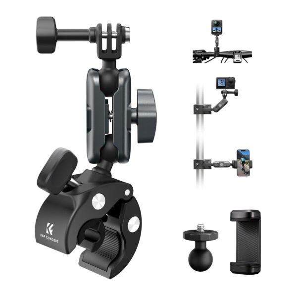 K&F Concept Super Clamp 360° Dual Ball Head Camera Mount Handlebar (KF31.204)