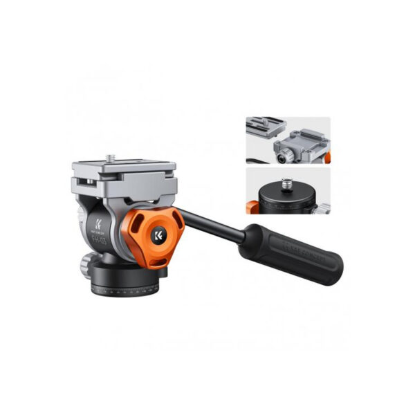 K&F Concept Video Fluid Head Tripod Head Max Load 11lb/5kg,Silky-Smooth, Stable Tripod Fluid Head for pan and tilt,Arca Swiss-Compatible Fluid Head Mount (KF31.087)