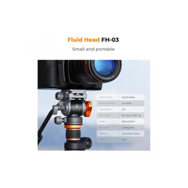 K&F Concept Video Fluid Head Tripod Head Max Load 11lb/5kg,Silky-Smooth, Stable Tripod Fluid Head for pan and tilt,Arca Swiss-Compatible Fluid Head Mount (KF31.087)