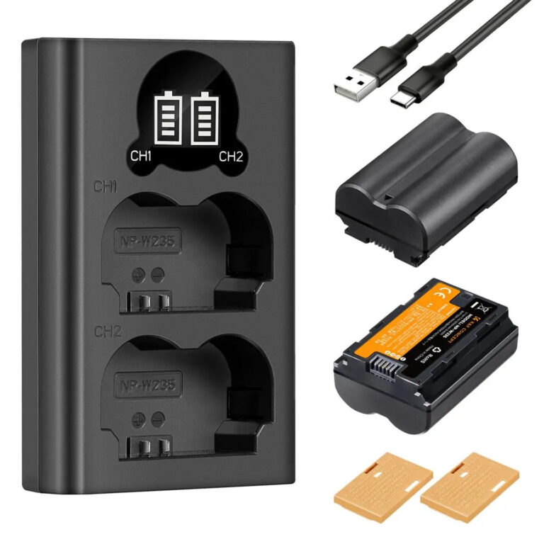 K&F Concept 2200mAh NP-W235 Battery and Charger for Fujifilm X-T5, X-S20, X-H2, X-H2S, GFX 100S, GFX 50S II, X-T4, 2 Pack Battery (KF28.0018)