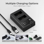 K&F Concept LP-E12 Battery and Charger Set with Dual Slot Charger for Canon M2, M200, M50, M100, M10, 100D (KF28.0029)